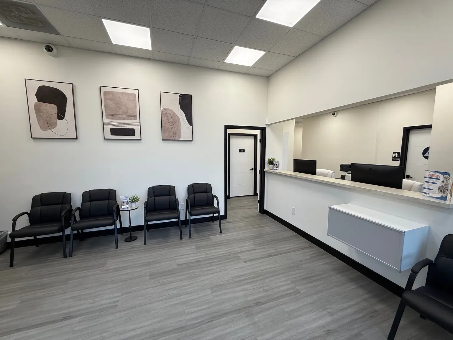 Front desk and waiting area at Care Now Medical Group